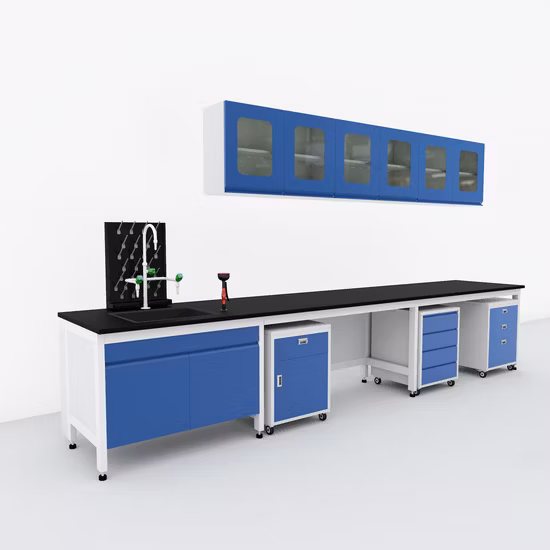 Chemielabor Stahl Holz Schullabormöbel Inseltisch Werkbank